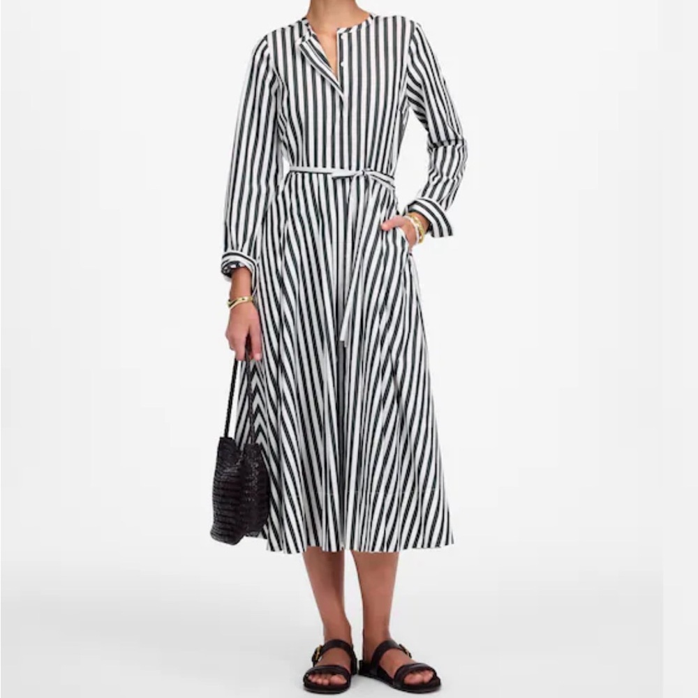 Madewell Tie-Waist Midi Shirtdress in Stripe